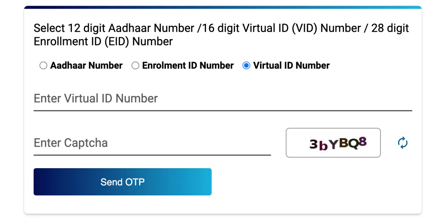 Aadhaar Card Download with VID