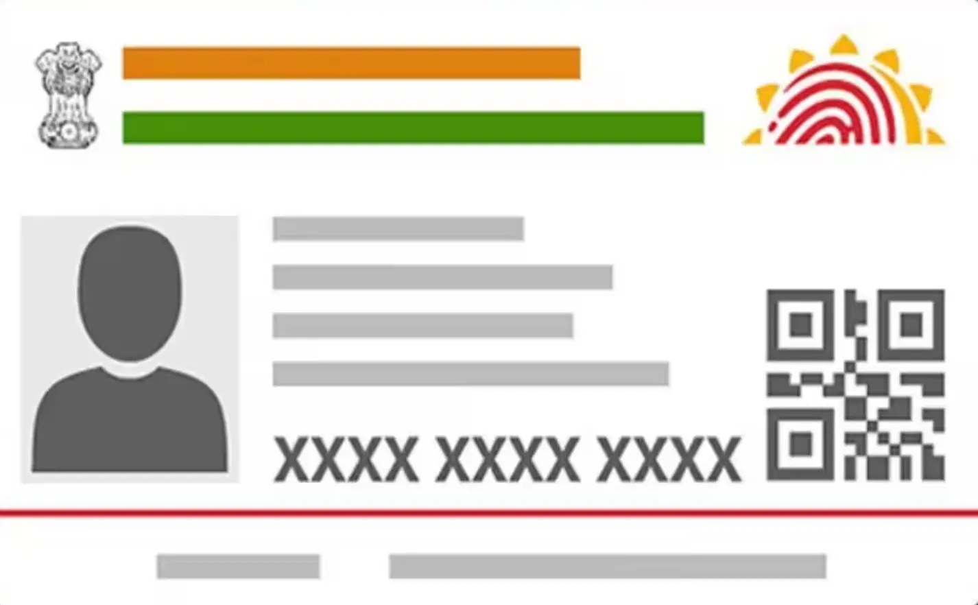 Aadhaar Card Sample Illustration Aadhaar Card with sample photo, QR code & text fields