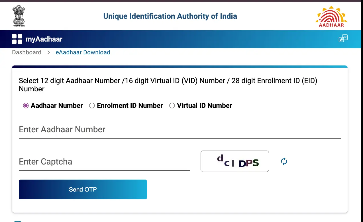 Aadhaar Download with Aadhaar Number