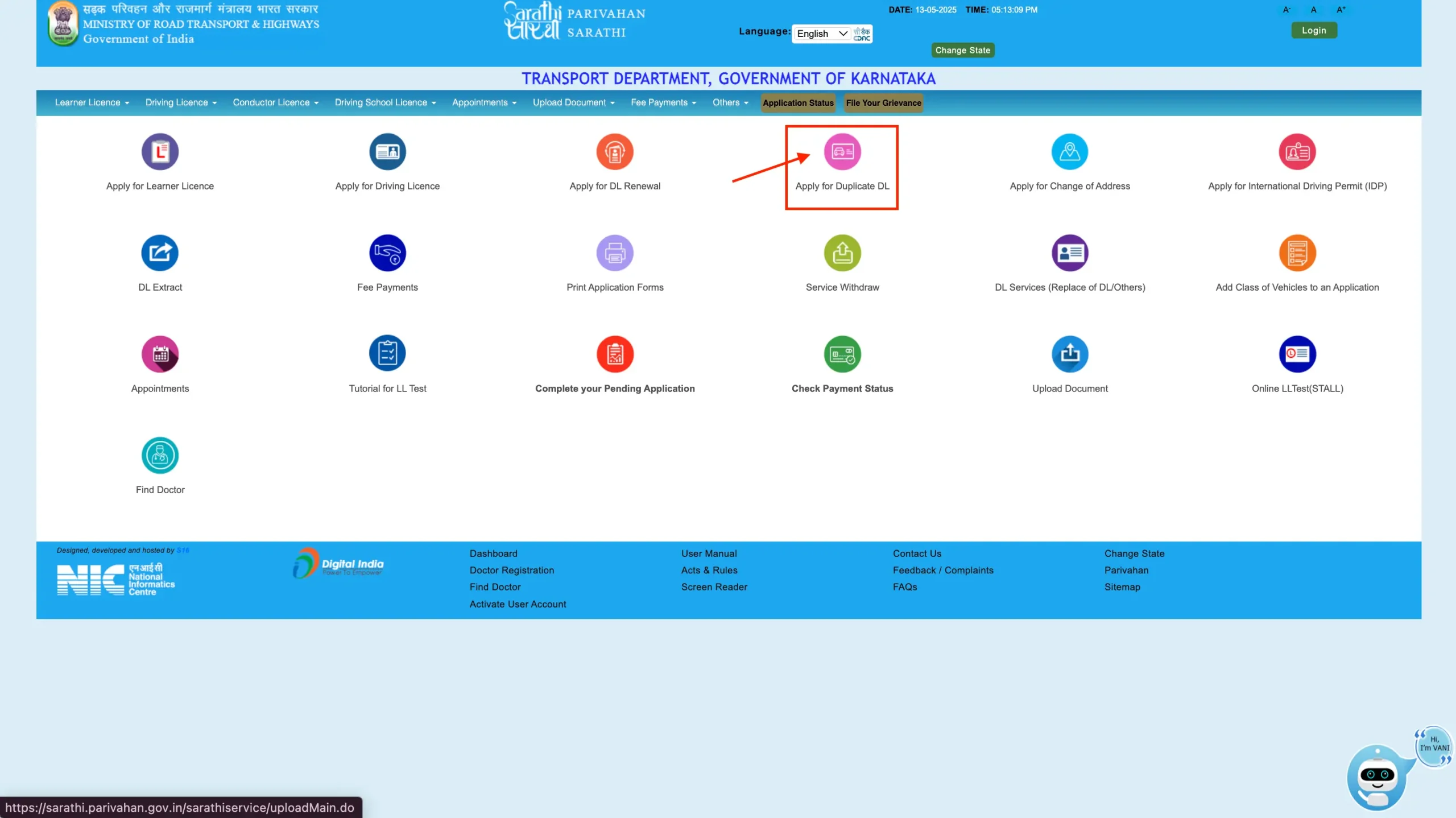Apply for Duplicate DL Parivahan Sarathi