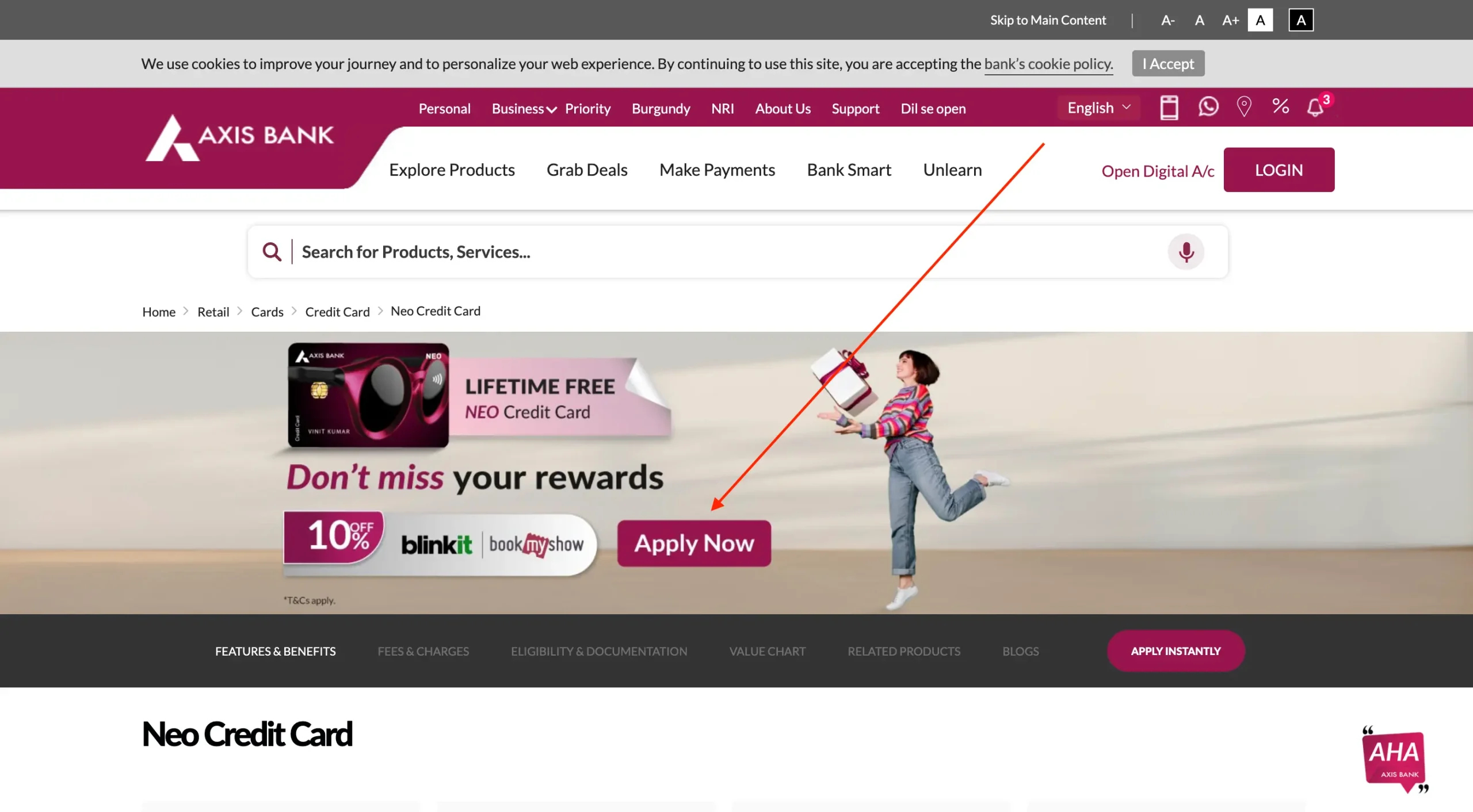 Axis Neo Credit Card Apply Online