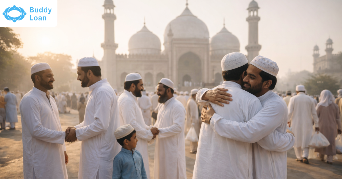 People hugging and greeting outside a mosque for Bakrid. People hugging and greeting outside a mosque for Bakrid.