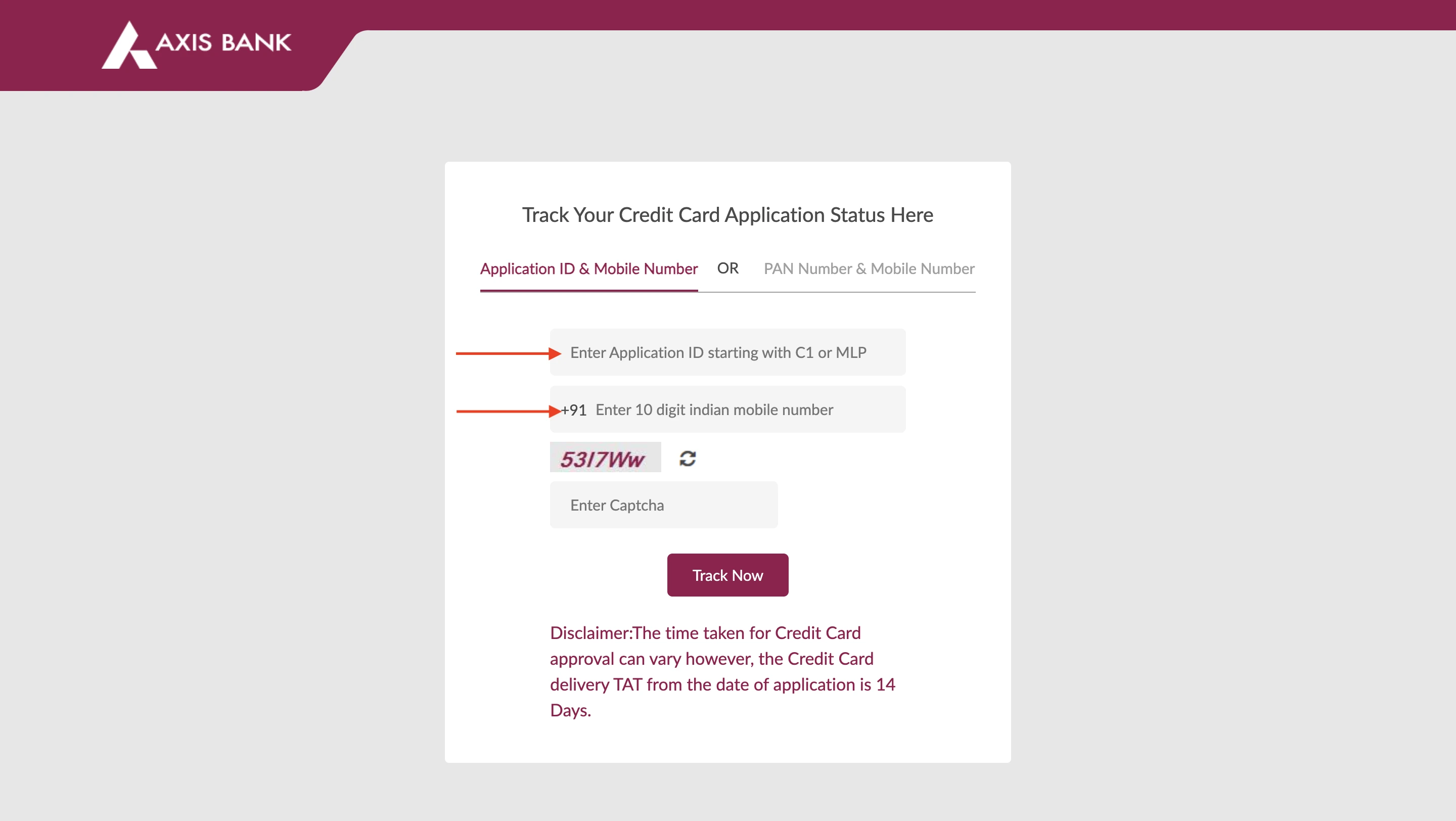 Check Axis Credit Card Application Status by ID View Axis Bank website to check credit card application status online by application ID