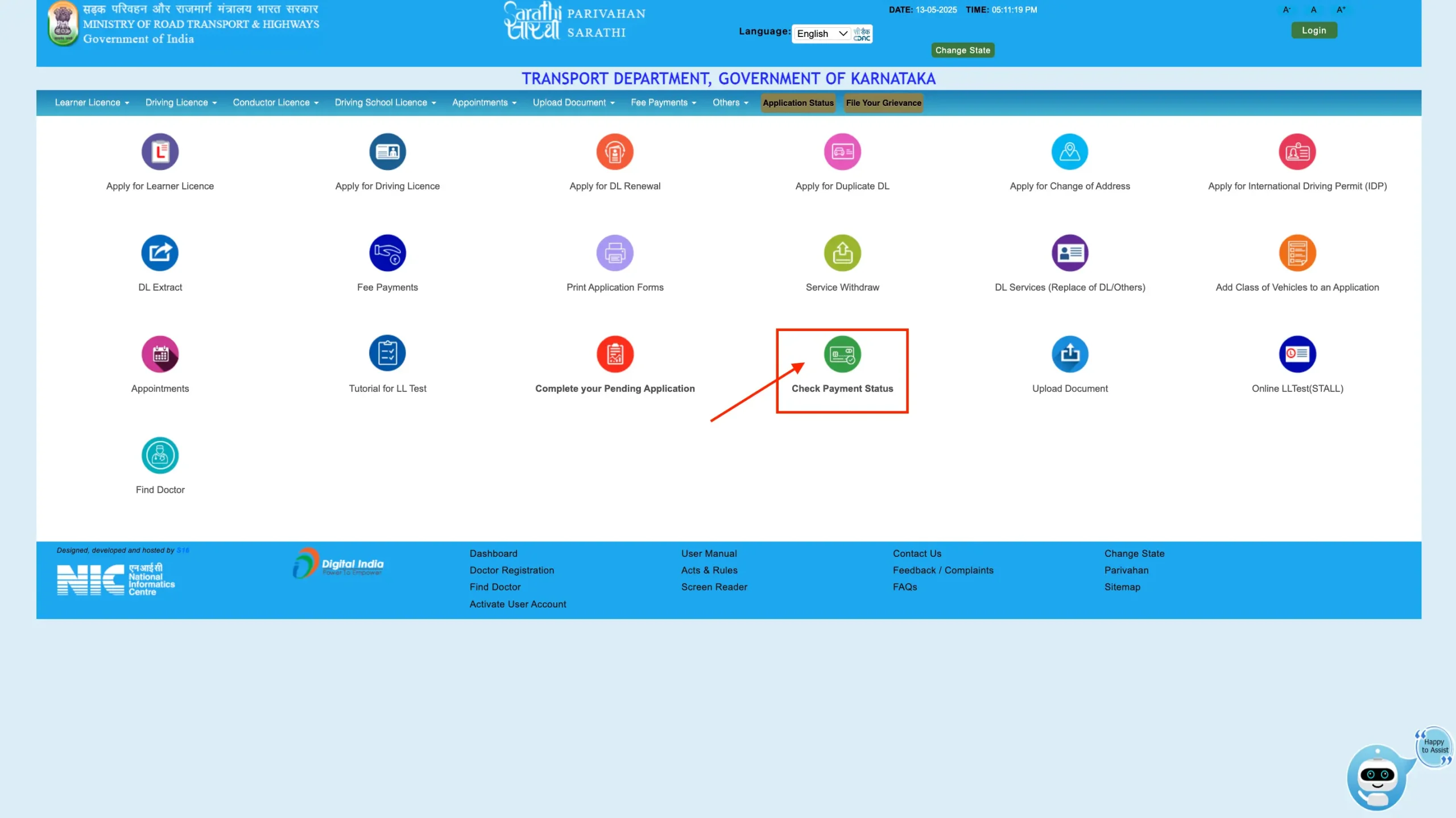 Check Driving Licence Payment Status