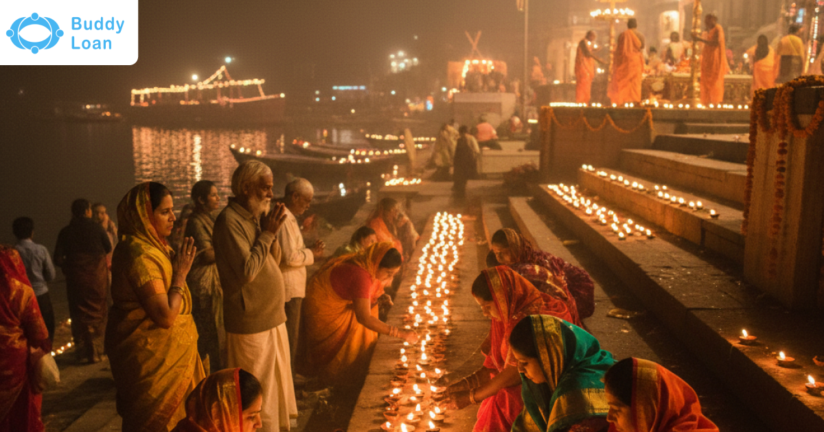 Dev Deepawali Celebration in Varanasi with Lighting Lamps