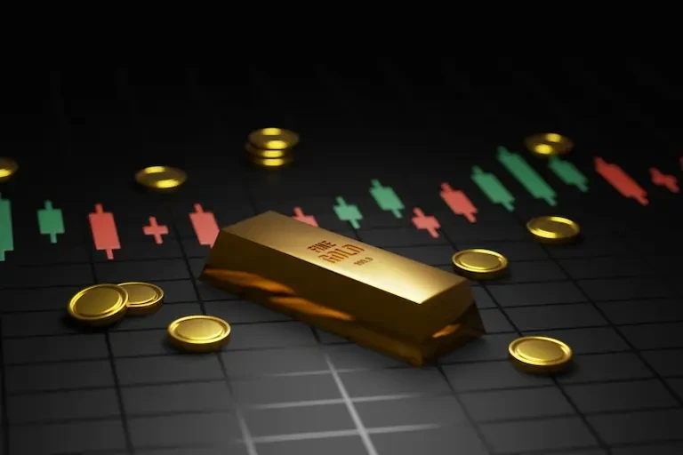 Factors Influencing Gold Stock Prices Gold bar is shown with gold coins means influencing gold stock prices