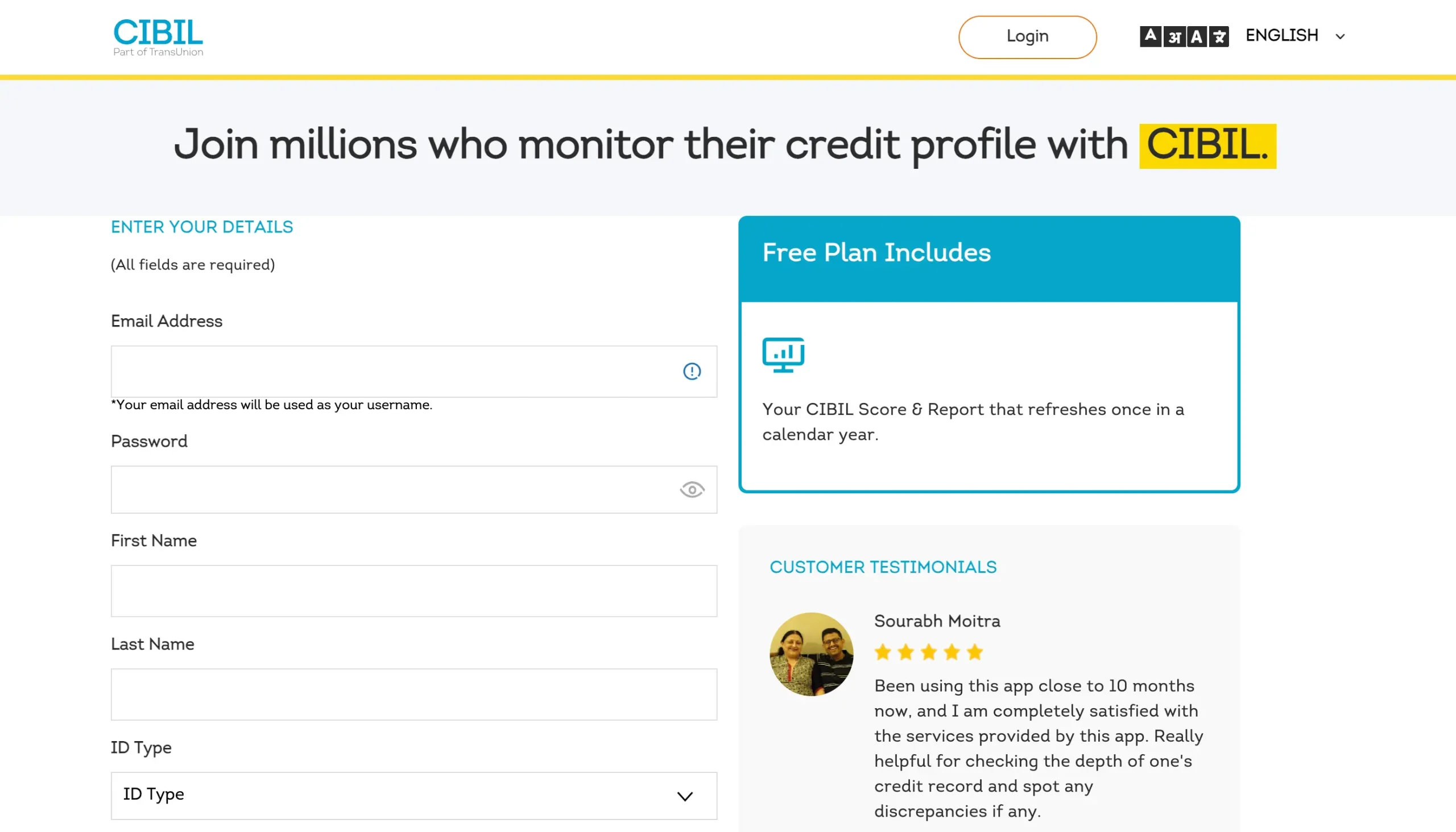 Register on CIBIl to Check Credit Score