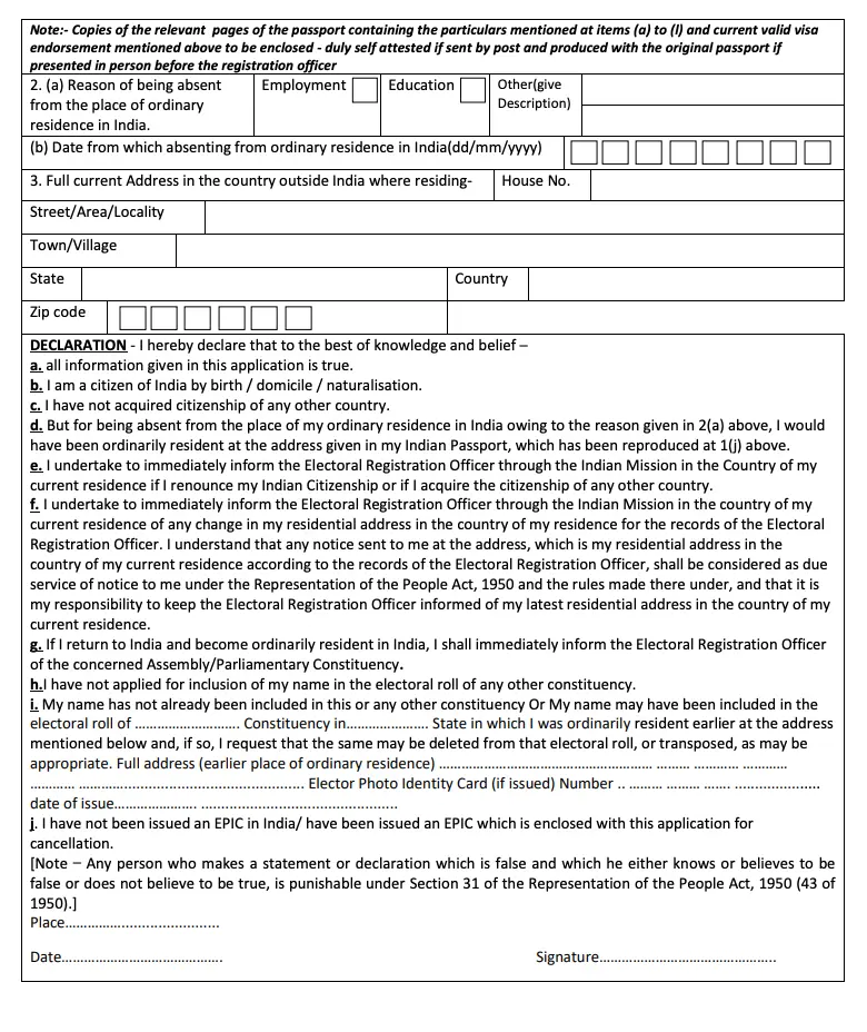 Form 6A Page 2 Sample