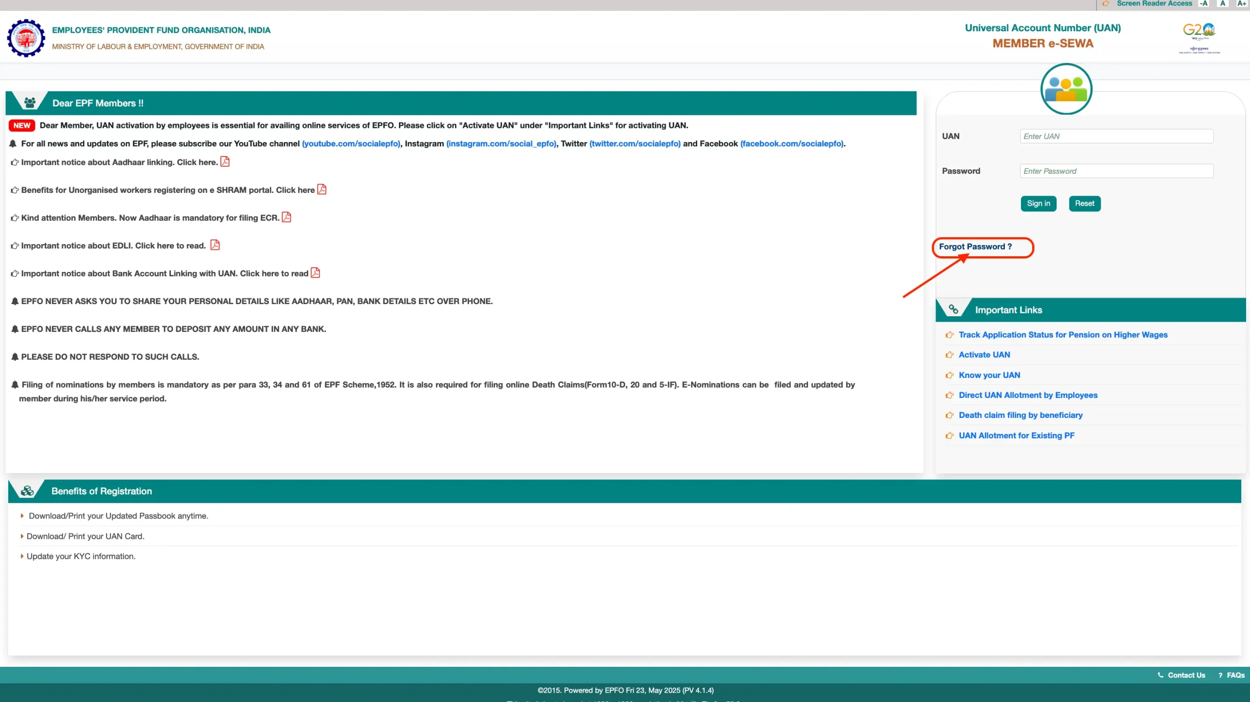 Forgot UAN Passowrd Forgot UAN Passowrd