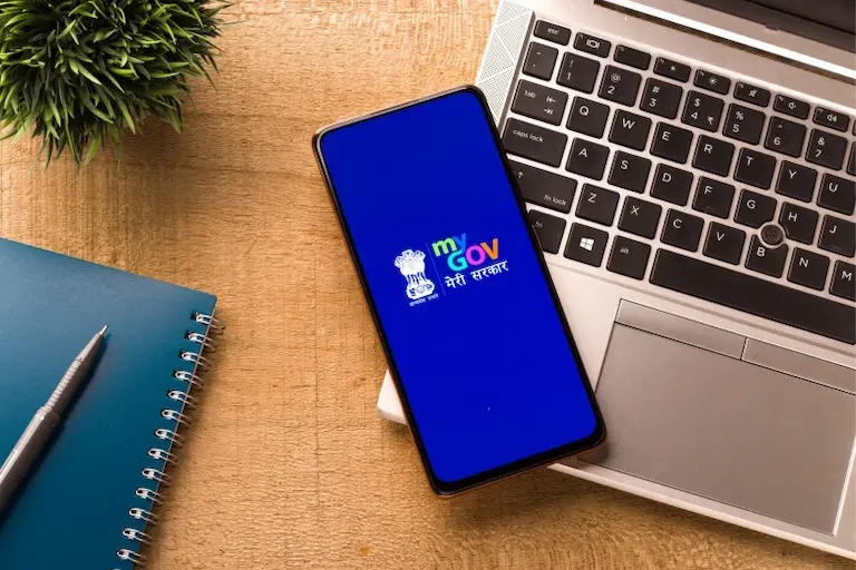 My government app on mobile screen shows to check government schemes
