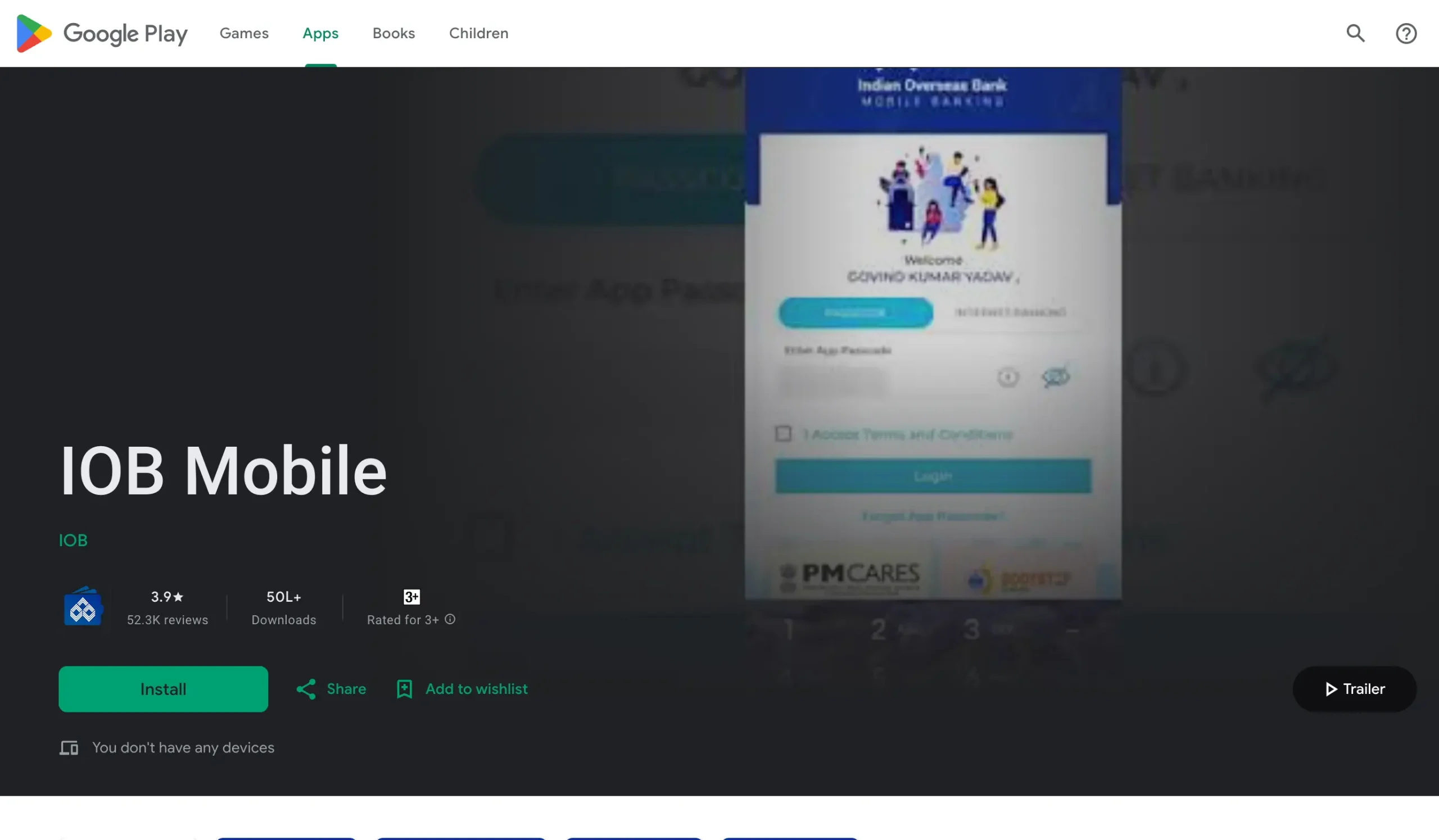 IOB Mobile App Download