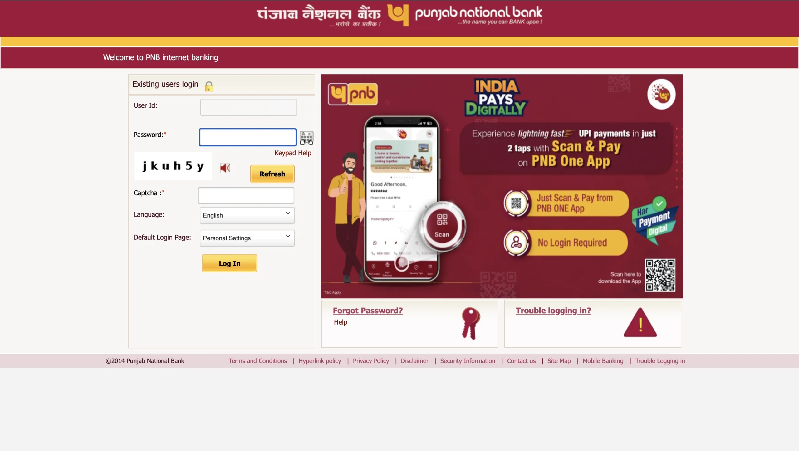 PNB Netbanking logn page PNB Netbanking logn page