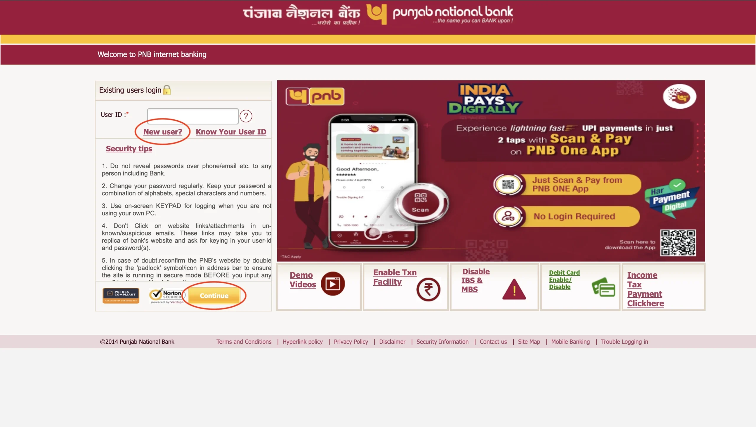 Log in page of PNB retail banking Log in page of PNB retail banking
