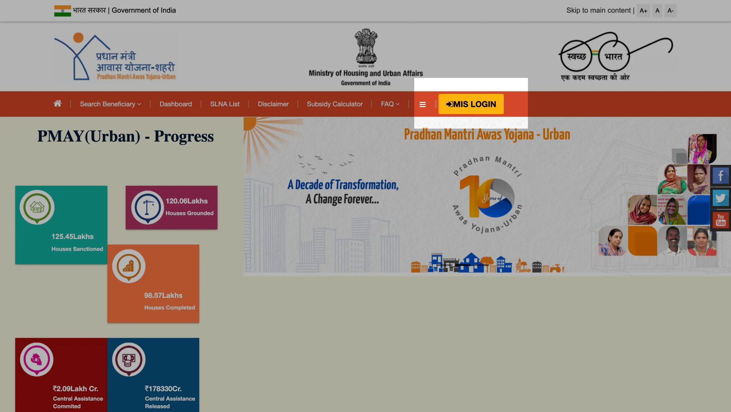 PMAY Urban Home Loan List Home page of PMAY Urban Home Loan List