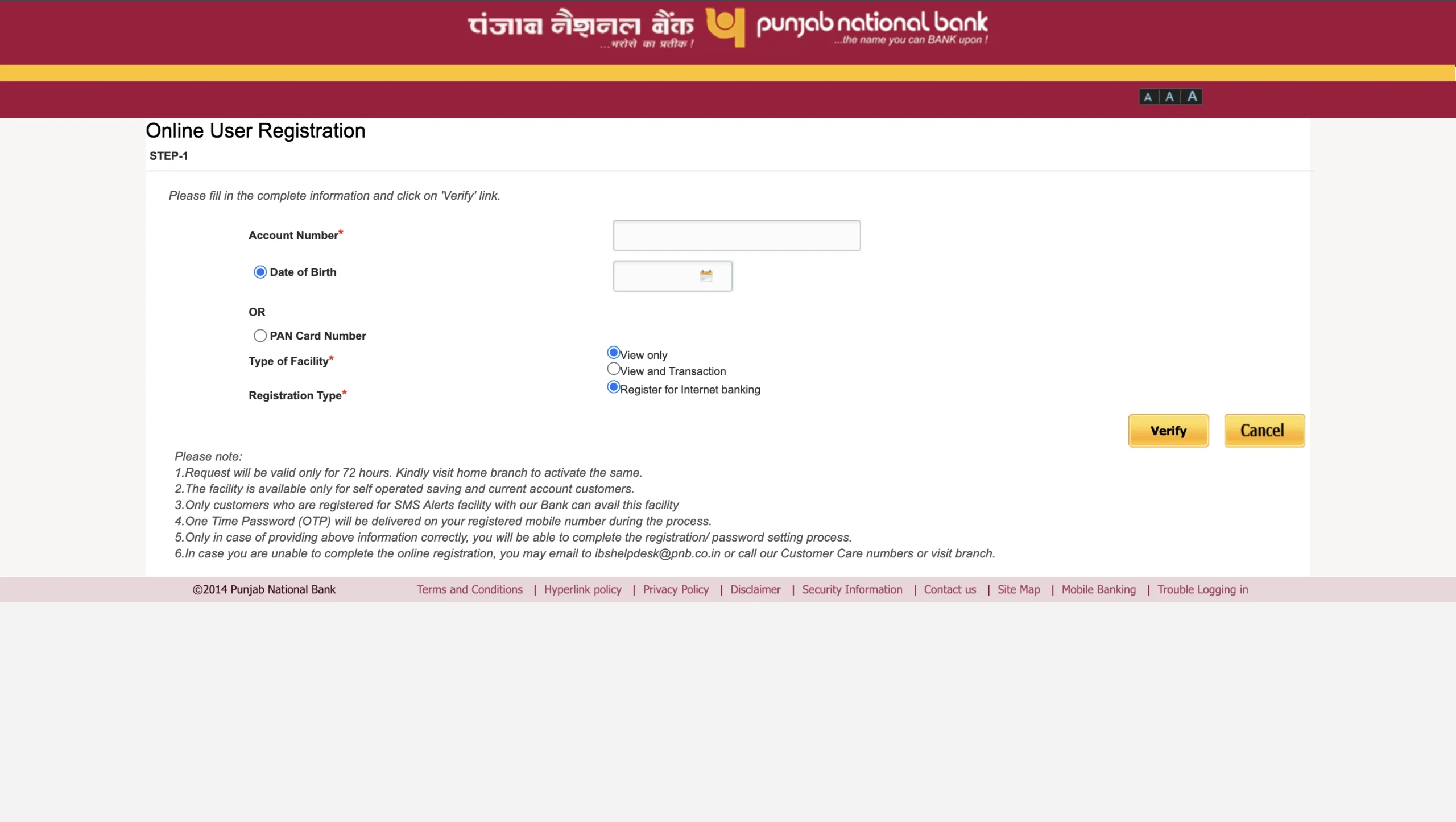 PNB Online Registration PNB Online Registration