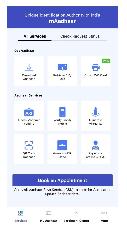 mAadhaar app interface