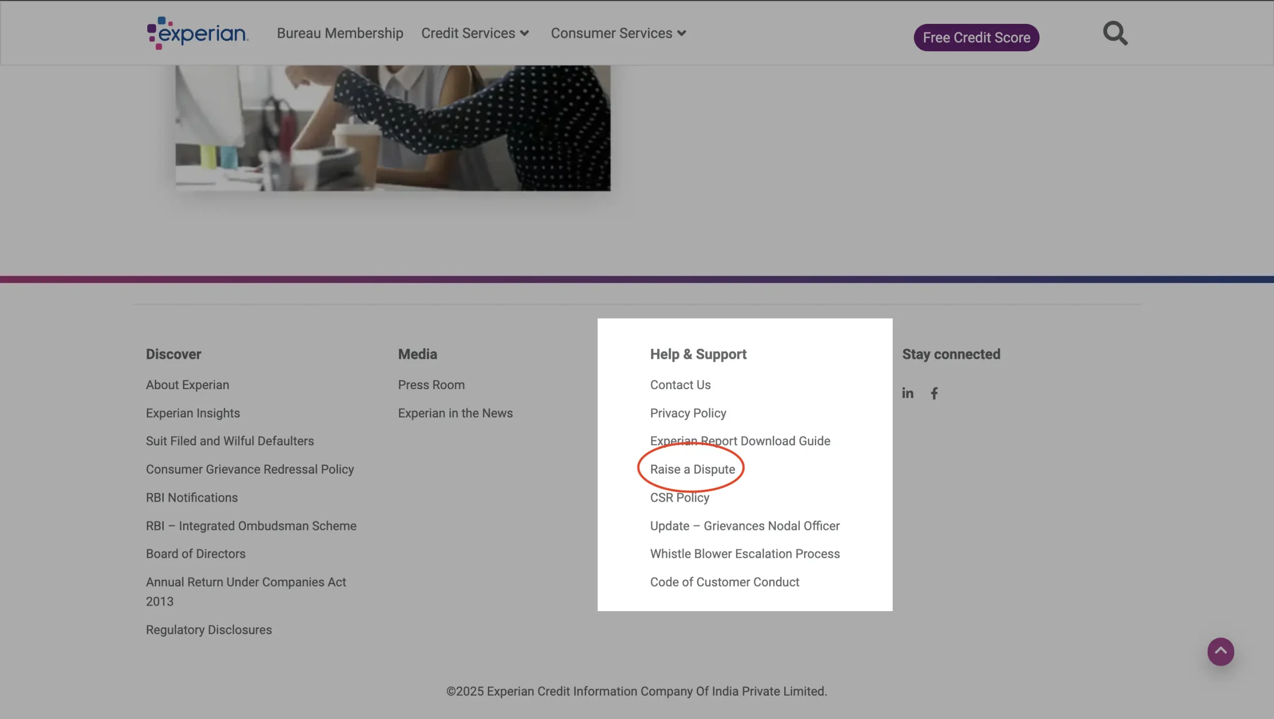 Raise Dispute on Experian