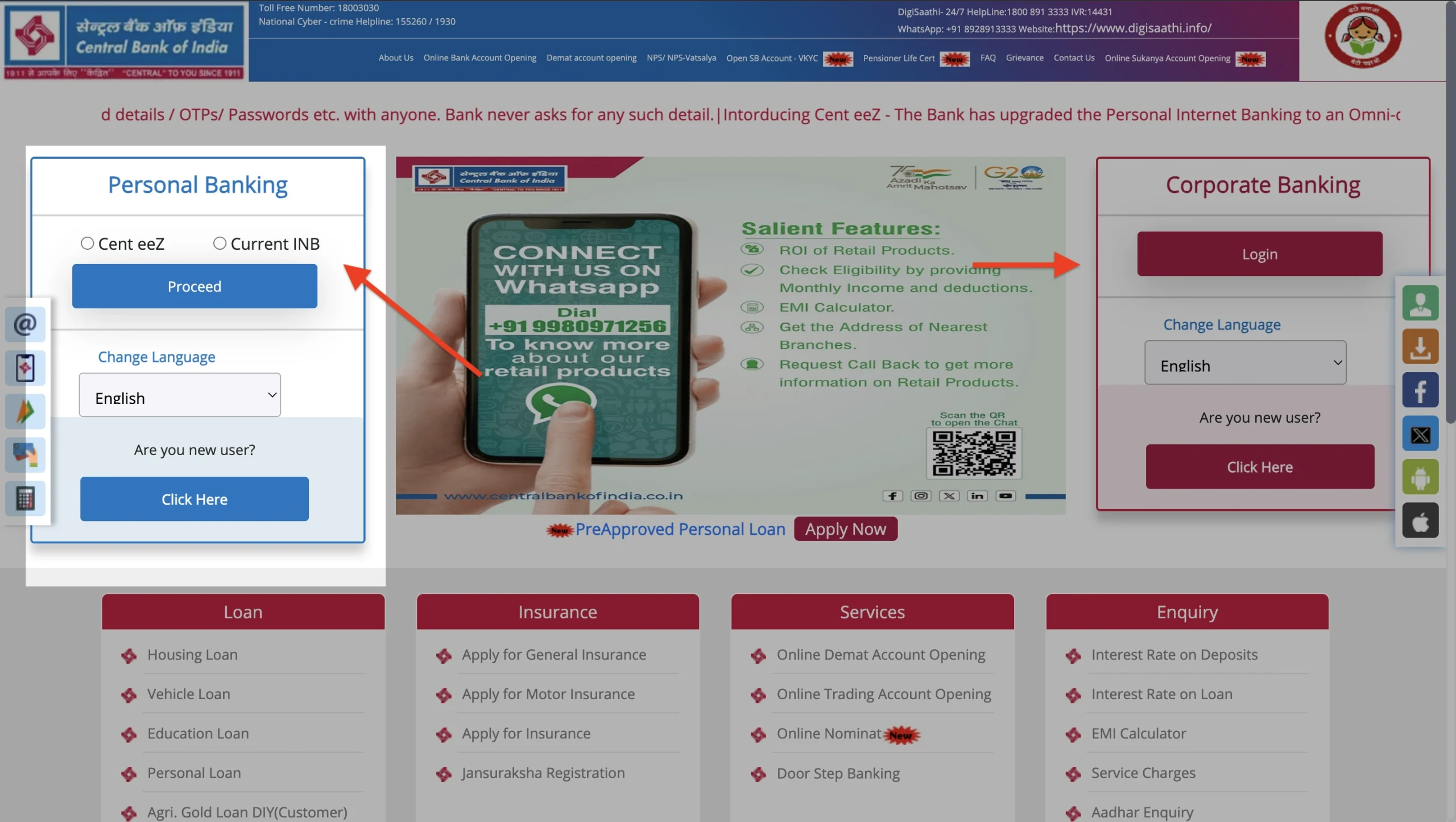 Central Bank select and proceed