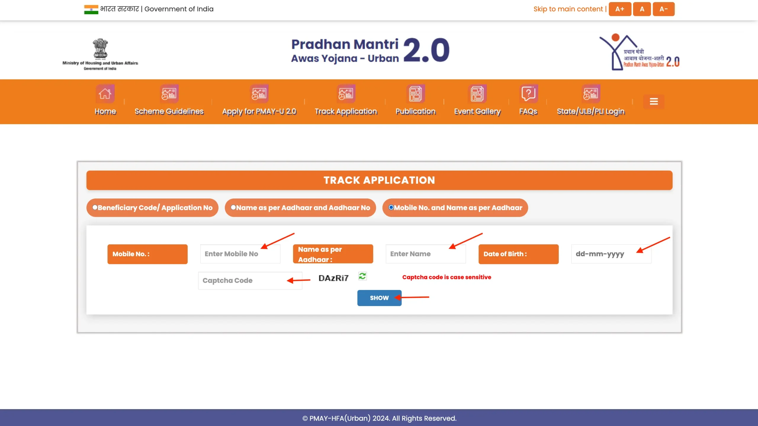 Mobile Number and Name as per Aadhaar