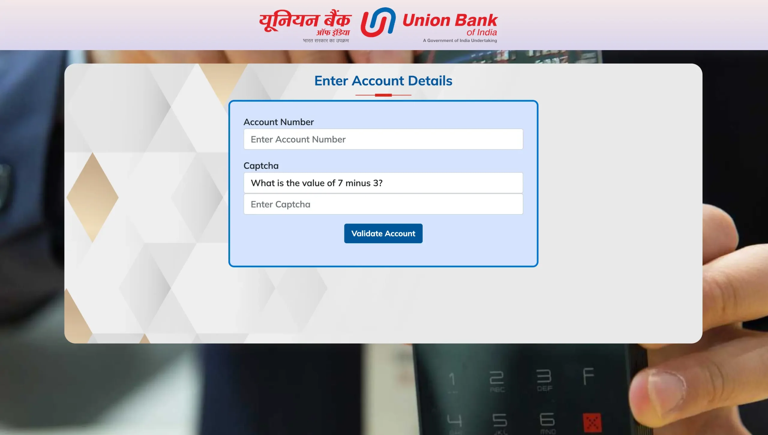 Union Bank Debit Card Fill Account Details