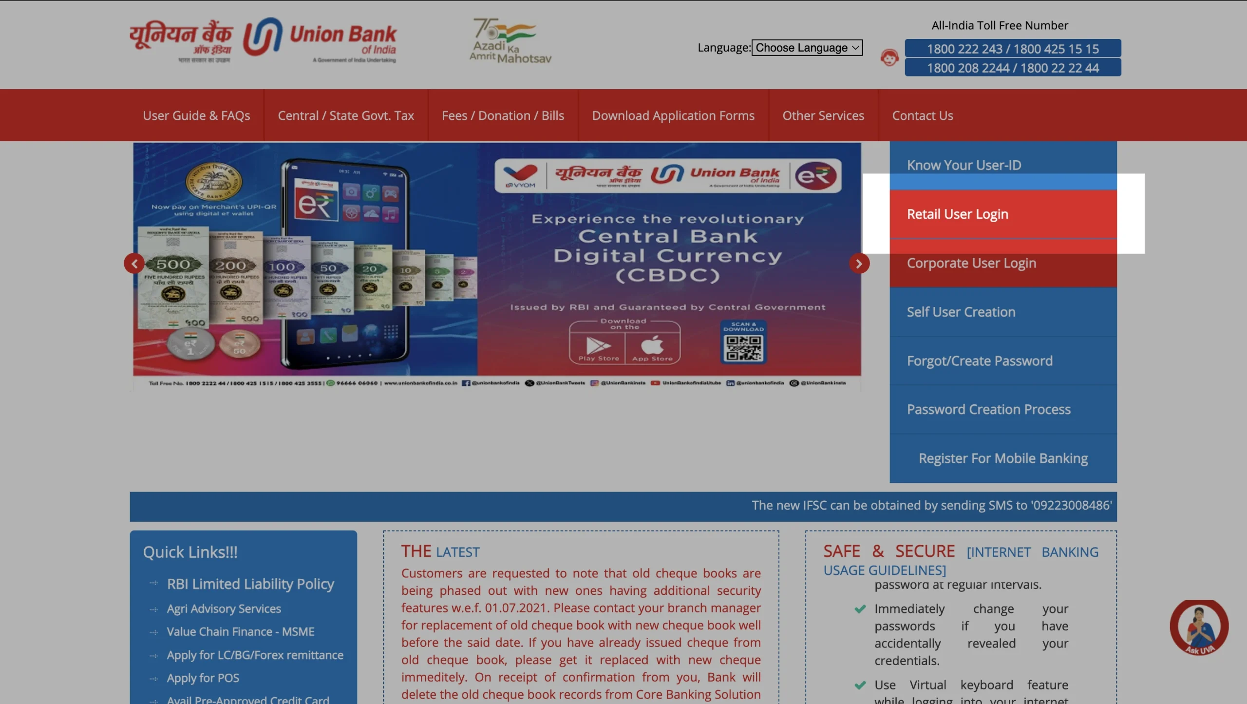Union Bank Retail User login
